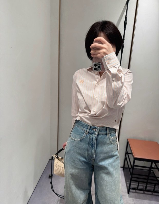 로에베 스트라이프 슬림핏 셔츠