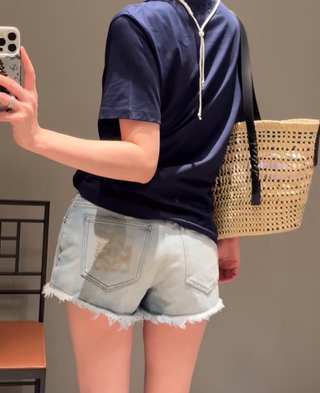 로에베 크로셰 디테일 반팔 티셔츠