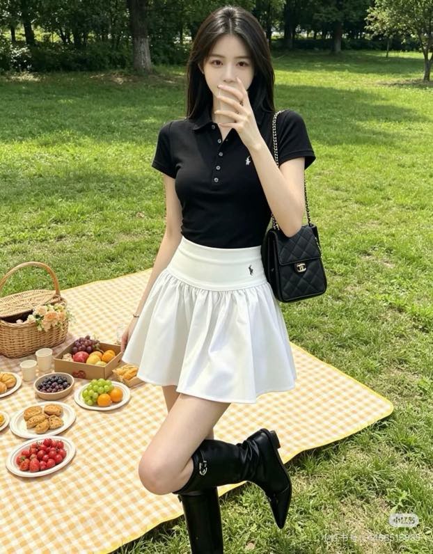 라프로렌 코튼 플레어 미니 스커트