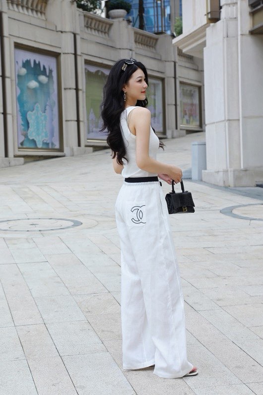 샤넬 레터링 위빙 린넨 코튼 팬츠