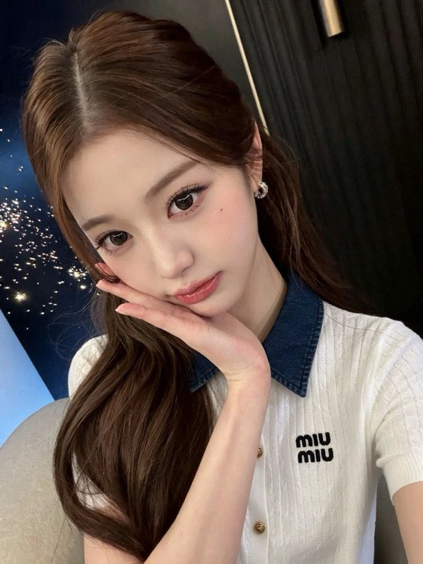 미우미우 데님 카라 니트 반팔 탑