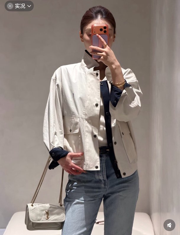 생로랑 리버서블 크롭 재킷