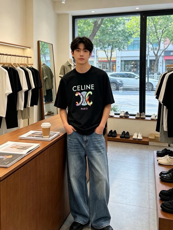 셀린느 남성 반팔 티셔츠