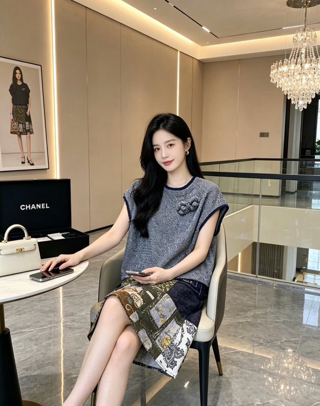 디올 트위드 민소매 탑