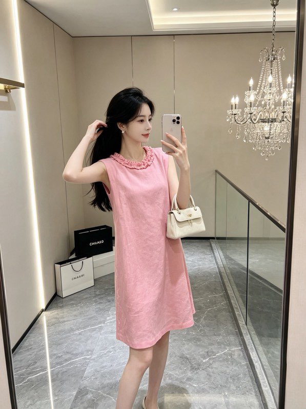 디올 린넨 민소매 A라인 원피스