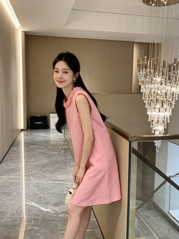 디올 린넨 민소매 A라인 원피스