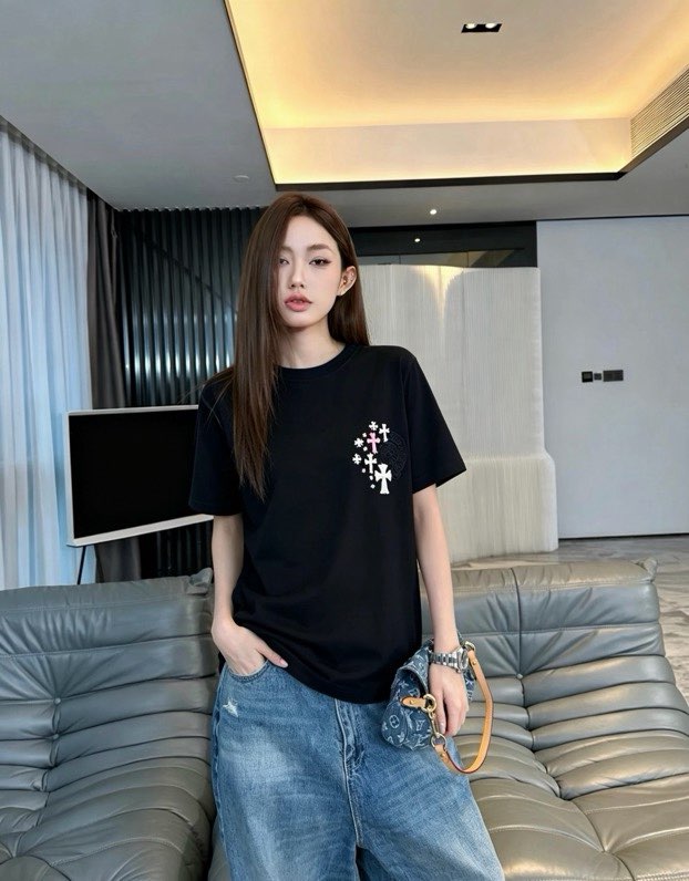 크롬하츠 올스타 크로스 자수 반팔 티셔츠