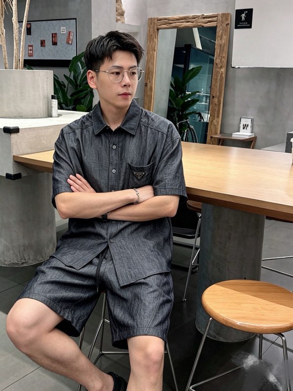 프라다 린넨 혼방 셋업