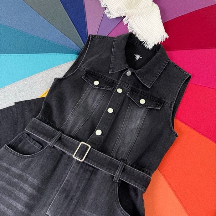 디올 워싱 데님 벨트 원피스