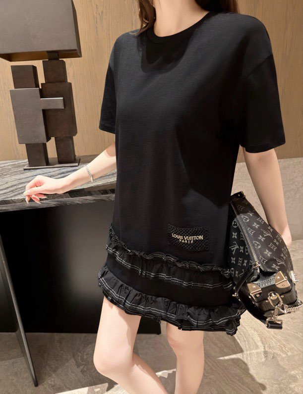 루이비통 오간자 프릴 디테일 코튼 원피스