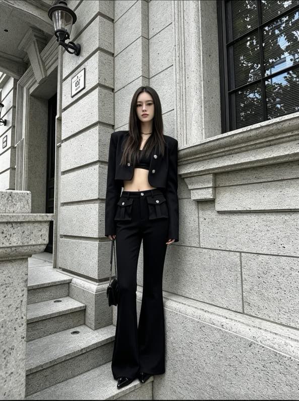 샤넬 2026SS 더블 포켓 와이드 플레어 팬츠