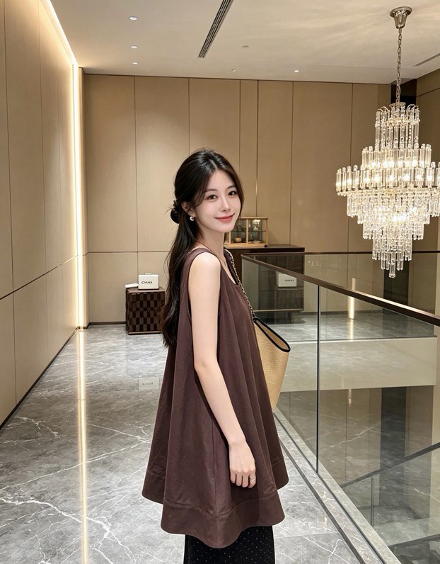 디올 린넨 민소매 튜닉 블라우스