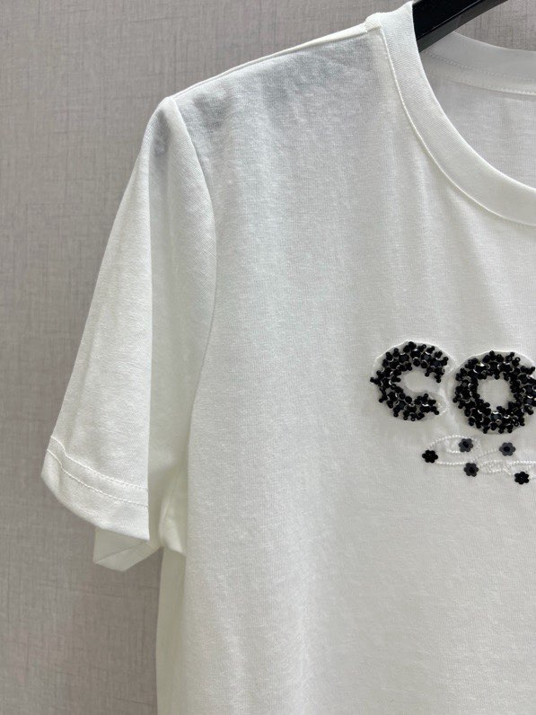 샤넬 COCO 비즈 로고 반팔 티셔츠