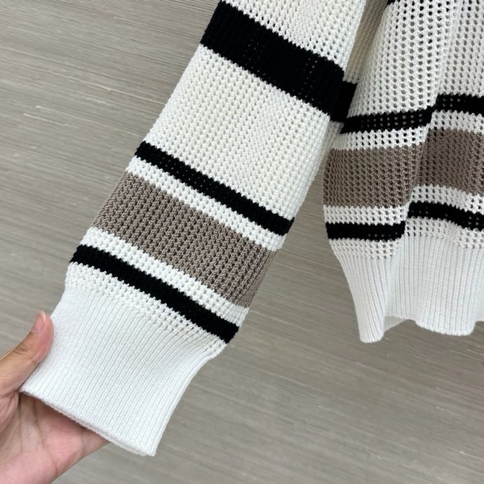 브루넬로 쿠치넬리 스트라이프 후드 니트 가디건
