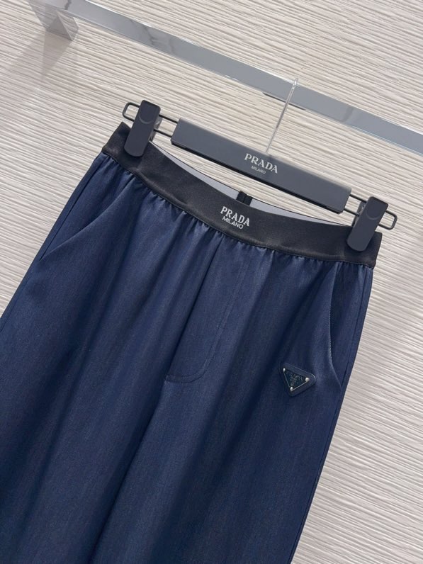 프라다 라이트 데님 와이드 팬츠