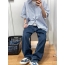 칼하트 스트라이프 코튼 반팔 셔츠