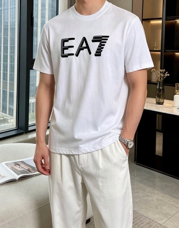 아르마니 오버핏 코튼 반팔 티셔츠