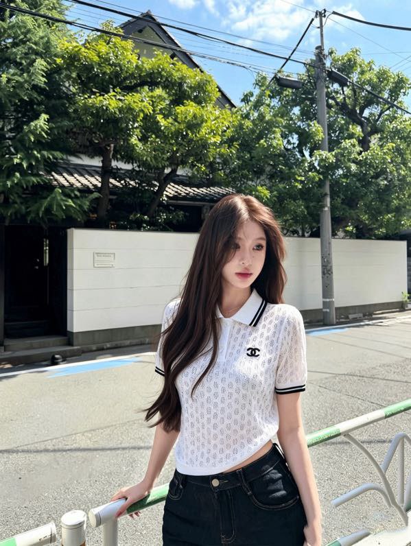 샤넬 오픈워크 니트 폴로 반팔