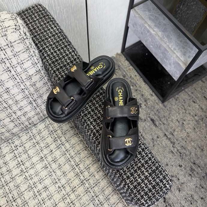 샤넬 비치 레더 샌들