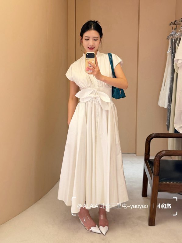 알라이아 2026 리본 디테일 롱 원피스