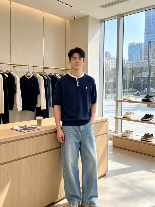 랄프로렌 남성 니트 반팔 티셔츠
