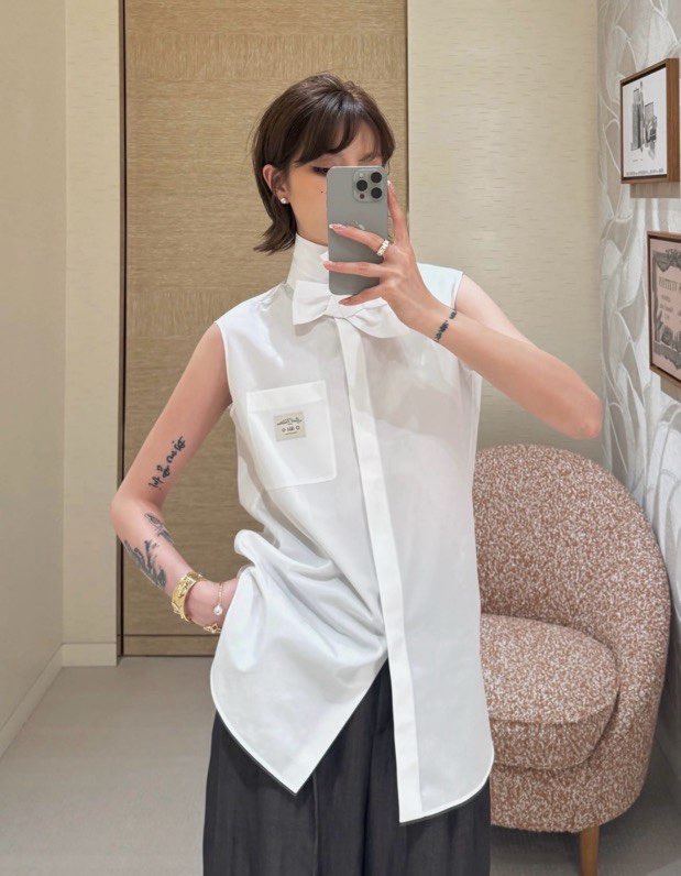 루이비통 타이 카라 슬리브리스 셔츠