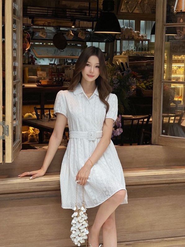 셀린느 워터솔루블 자수 셔츠 원피스