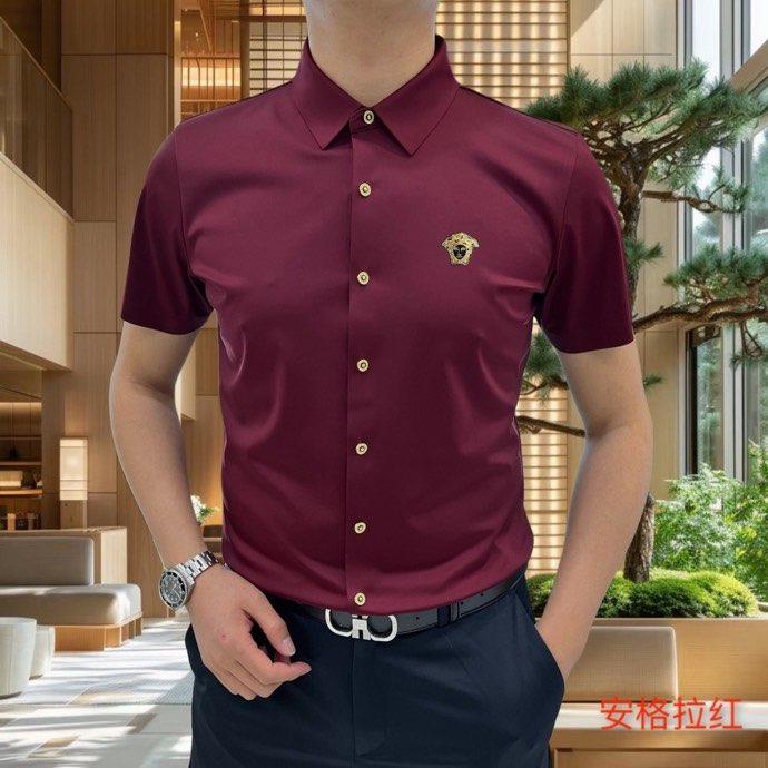 베르사체 아이스 실크 반팔 셔츠
