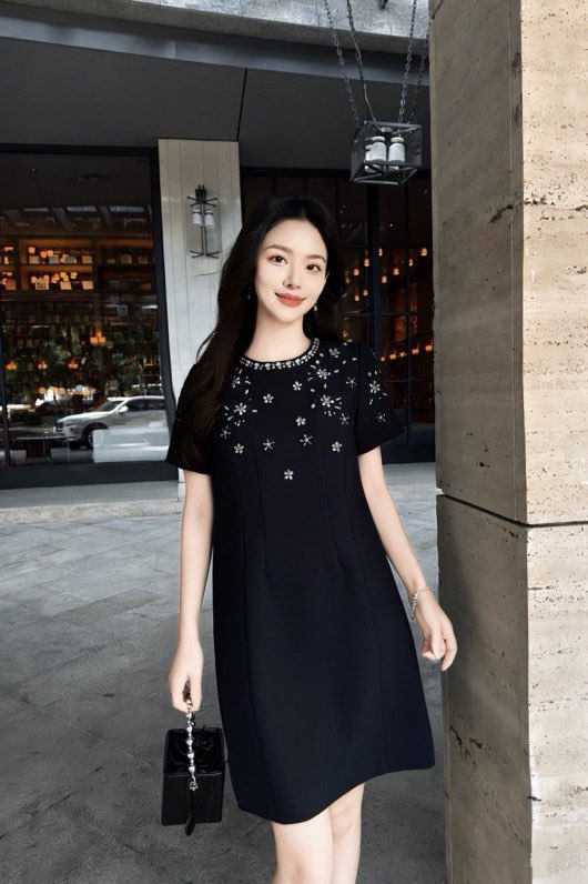 발렌티노 플라워 크리스탈 자수 원피스