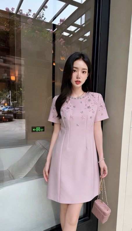 발렌티노 플라워 크리스탈 자수 원피스