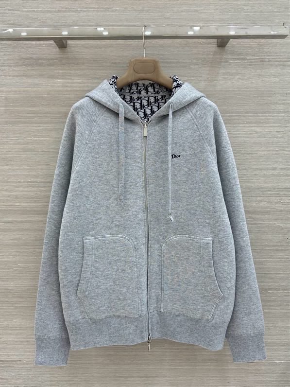 디올 2026 F/W 캐시미어 로고 후드 집업 니트