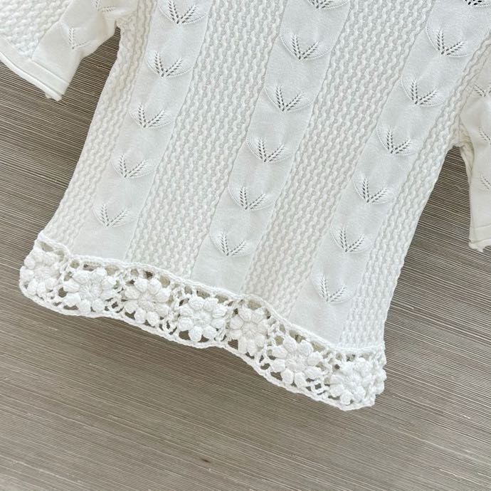 샤넬 2026 S/S 핸드메이드 플라워 실크 반팔 니트