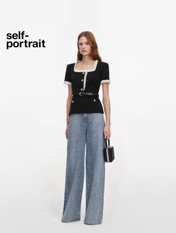 생로랑(SAINT LAURENT) 2026 신상 오간자 프릴 스퀘어넥 블라우스