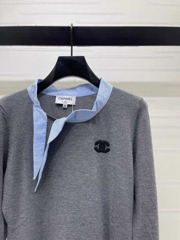 샤넬(CHANEL) 2026 얼리 가을 셔츠 카라 레이어드 니트 탑