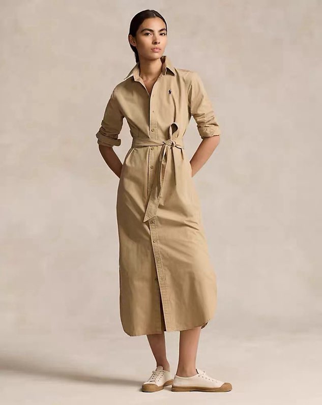 폴로 랄프 로렌(POLO RALPH LAUREN) 2026 F/W 포니 로고 자수 롱 셔츠 원피스