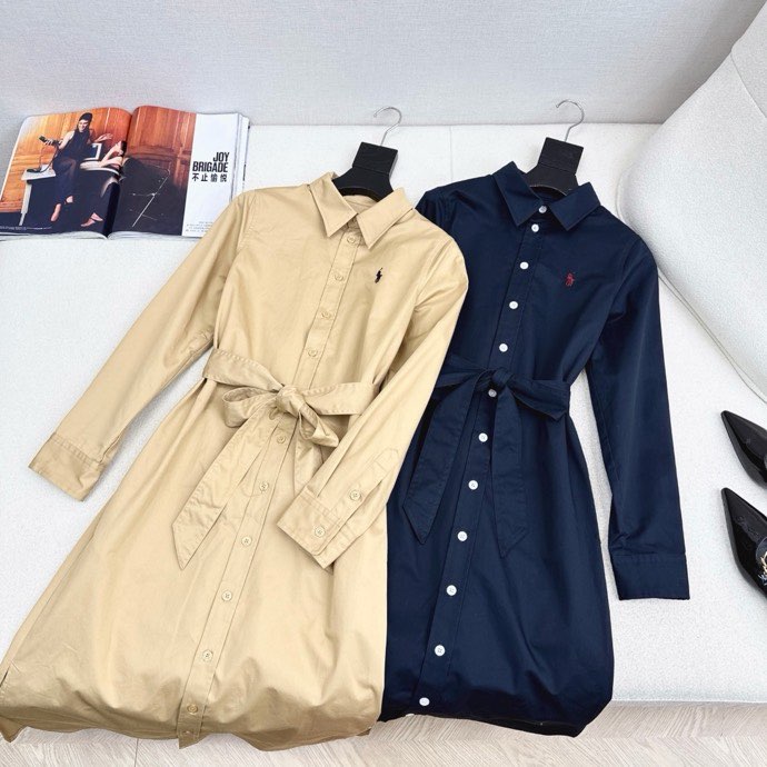 폴로 랄프 로렌(POLO RALPH LAUREN) 2026 F/W 포니 로고 자수 롱 셔츠 원피스
