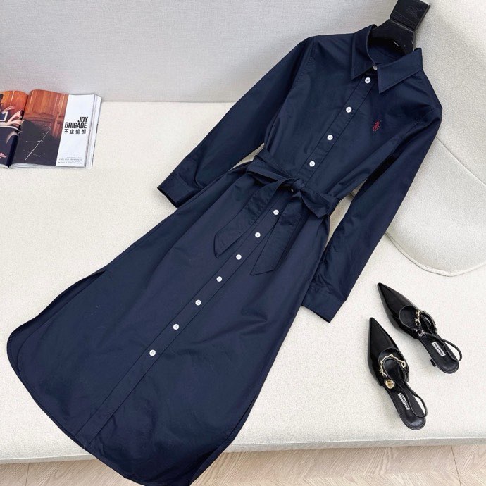 폴로 랄프 로렌(POLO RALPH LAUREN) 2026 F/W 포니 로고 자수 롱 셔츠 원피스