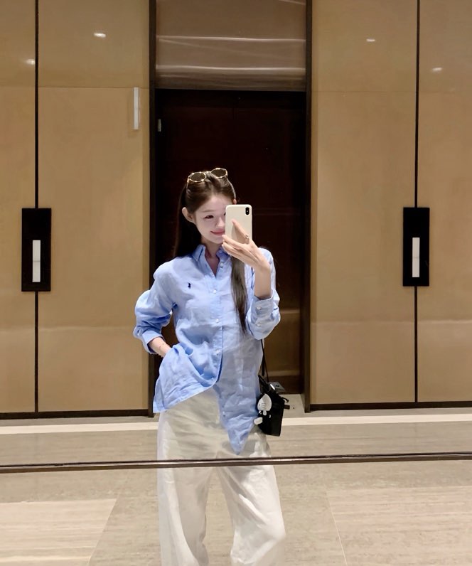 폴로 랄프 로렌(POLO RALPH LAUREN) 프리미엄 린넨 블렌드 자수 와펜 롱슬리브 셔츠
