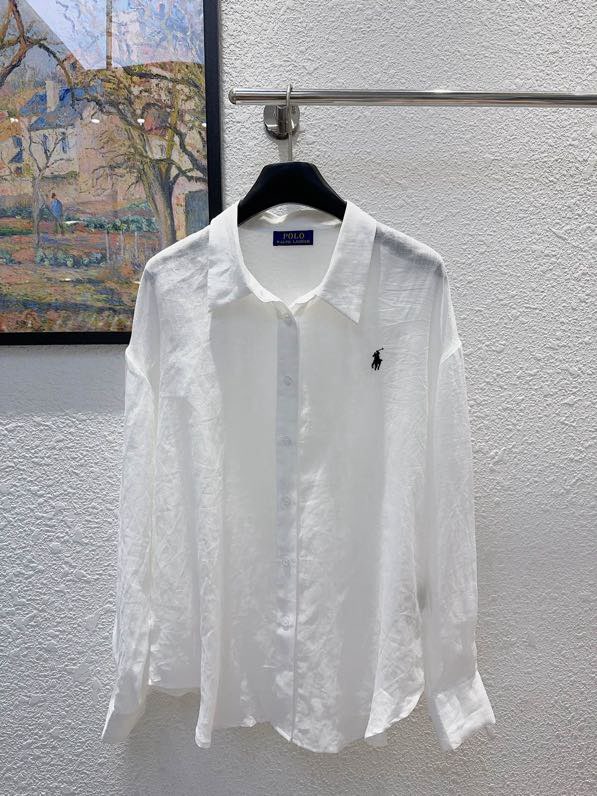 폴로 랄프 로렌(POLO RALPH LAUREN) 프리미엄 린넨 블렌드 자수 와펜 롱슬리브 셔츠