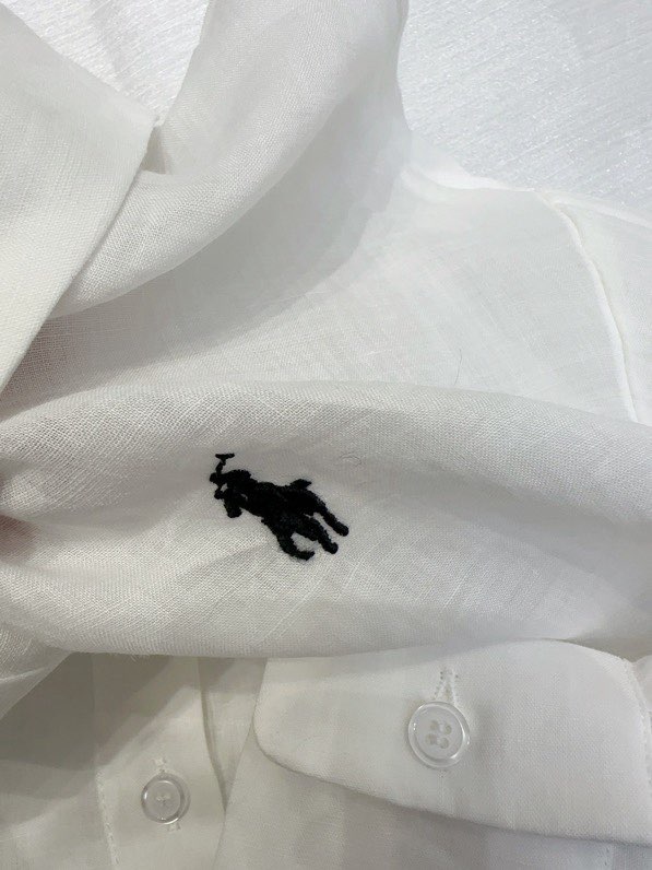 폴로 랄프 로렌(POLO RALPH LAUREN) 프리미엄 린넨 블렌드 자수 와펜 롱슬리브 셔츠