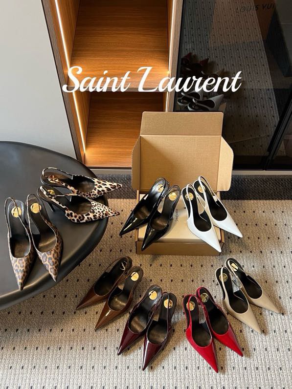 프리미엄급    생로랑(SAINT LAURENT) 페이턴트 슬링백 하이힐