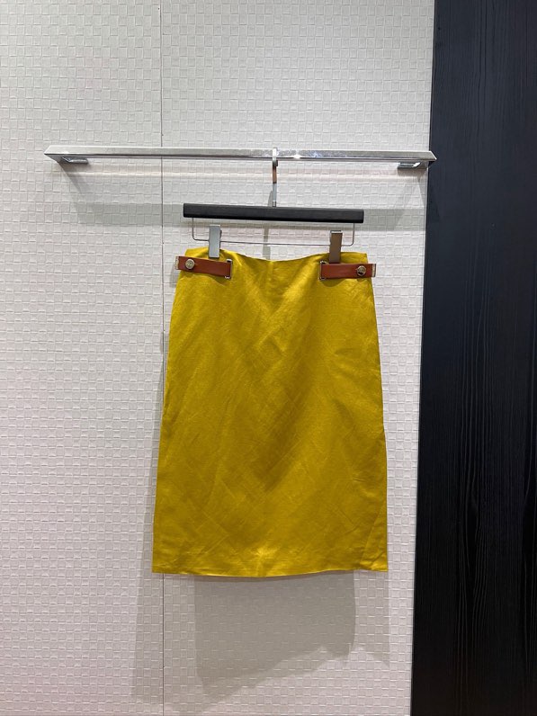 펜디(FENDI) 린넨 로우라이즈 미디 스커트