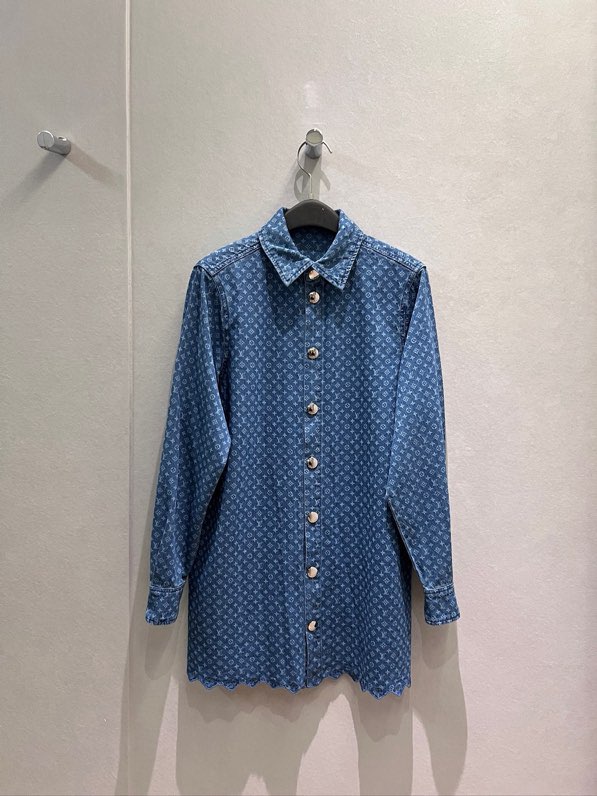 루이비통(Louis Vuitton) 모노그램 워싱 데님 롱 셔츠