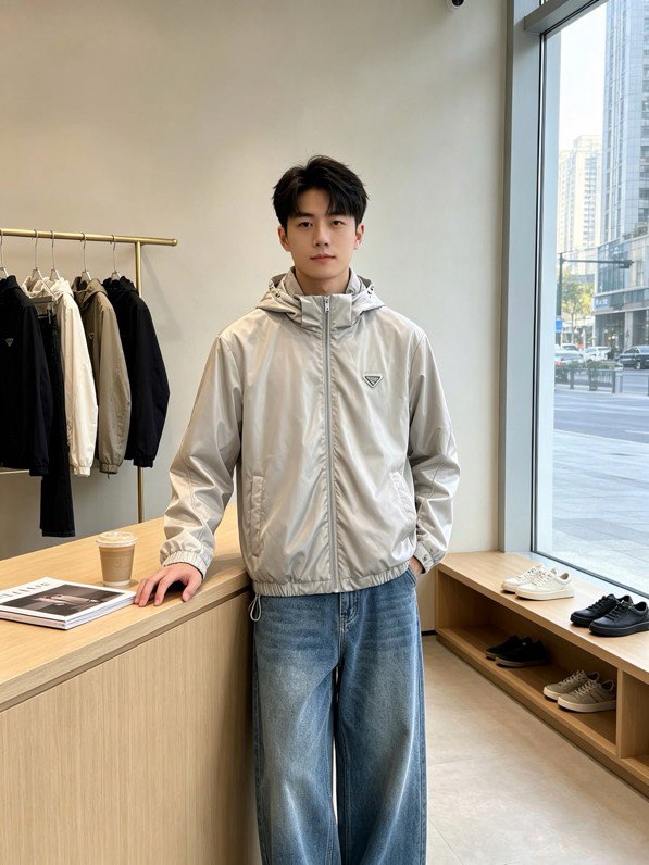 프라다 프리미엄 후드 집업 캐주얼 자켓